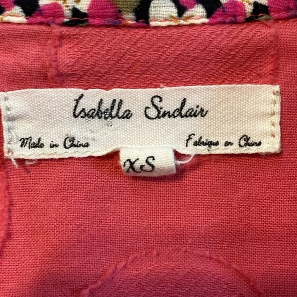 Isabella Sinclair Textured‎ Dot Mixed Fabric Top Size XS Pink Cottagecore - Picture 5 of 13